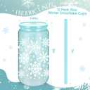 12 Pcs Winter Snowflake Christmas Cups Reusable 16 oz Acrylic Plastic Iced Coffee Cups with Lids and Straws Snowflake Drinking Blue Tumbler for Winter Xmas Decoration Party Gift Supplies