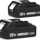 CHAUNVEN 3000mAh 18V Battery Replacement for Makita 18V Battery Compatible with 18 Volt BL1830B BL1840B BL1850B BL1860B BL1815B Battery (2 Packs)