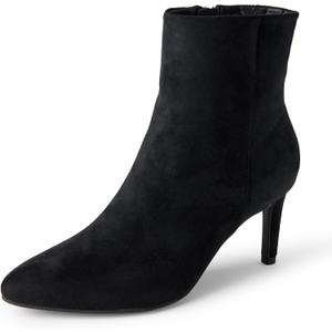 Amazon Essentials Women's Stiletto Heel Dress Ankle Boots, 8, Black Faux Suede