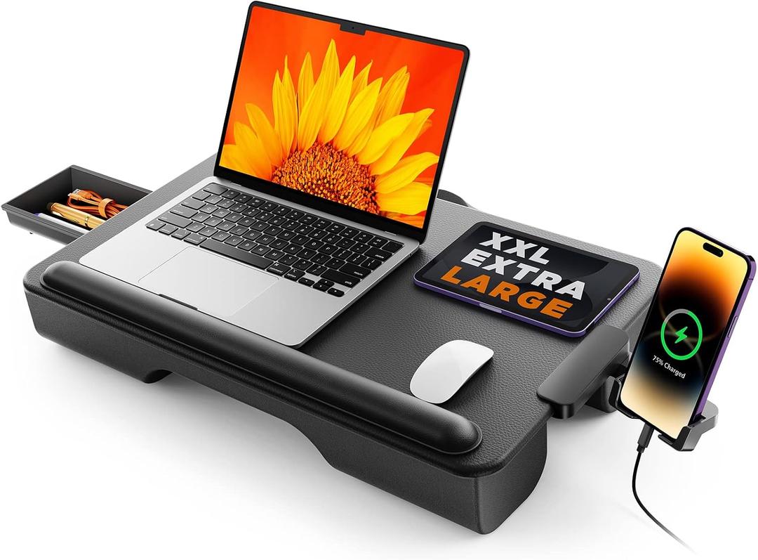 SAIJI Laptop Lap Desk, Portable Laptop Desk for Bed - Fits Up to 17" Laptops & MacBook, Lightweight Lap Tray Table with Storage Drawer, Lap Desk with Cushion, Lap Stand for Bed & Couch