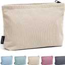 MAANGE Cosmetic Bags for Women Small Makeup Bag for Purse Corduroy Makeup Pouch Travel Makeup Bag with Metal Zipper Make Up Bag for Travelling Preppy Stuff (Beige-1)
