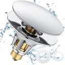Universal Bathroom Sink Stopper, 1.1~1.5" Sink Drain Stopper, Full Size Bounce Bullet Type Pop Up Basin Drain Strainer, Chrome Anti-Clogging Sink Drain Filter with Hair Catcher (Silver)
