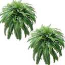 2 PCS Fake Ferns Artificial for Outdoors Large 48 inch 88 Branches - Faux Fern UV Resistant Realistic Boston Hanging Fern Plants, Potted or Hanging, Patio Garden Porch Home Decor