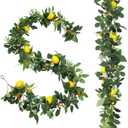 U'Artlines 2Pcs Total 12 Ft Artificial Lemon Garland Spring Summer Faux Fruit Vine Garlands with Greenery for Door Wall Mantle Wedding Party Table Decorations