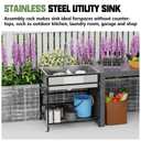 30x22 Inch Stainless Steel Utility Sink-Freestanding Laundry Sink Practicality With Accessories Stainless Functional Faucet,Soap Dispenser, SS Sink Grid For Laundry,Garage,Outdoor Kitchen,Garden...