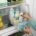 2 Pcs Refrigerator Drawer Organizer and Storage Clear Design with Dividers, Fridge Organizer on Wheels, Upgrade Thick Plastic Pantry Storage Bins, Kitchen Organization