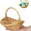 Toddmomy Portable Woven Picnic Basket with Handle Handcrafted Rattan Storage Basket for Camping Outdoor Picnics Family Gatherings and Home Decoration(8.65X7.07X6.68in)