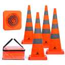 RoadHero 36 Inch 4 Pack Collapsible Traffic Safety Cones, Multi Purpose Pop-up Cones with Reflective Collar for Road Safety, Orange Cones for Driving Training, Parking Lots
