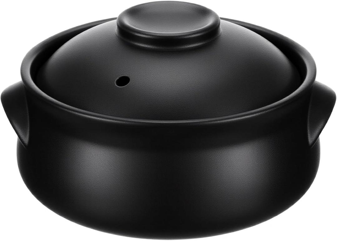 2 Pcs 38 oz Korean Stone Pot Clay Cooking Pot Set Ceramic Sizzling Hot Bowl Korean Bibimbap Soup Dolsot Bowl with Lids for Ttukbaegi and Koreans Stew