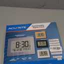 AcuRite Wireless Digital Wall/Tabletop Clock with 4 Interchangeable Plastic Frames - Stainless Steel, Bamboo, Matte Black, and Matte White  with Date, Indoor Temperature, and Moon Phase (75439)