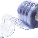 Moukeren Plastic Curtain Strips, 50 ft x 8 in Clear PVC Strip Curtain Roll, Heavy Duty Plastic Insulated Freezer Door Strips for Commercial, Walk-in Cooler, Garage, Warehouse, 0.08" Thickness