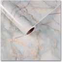 CRE8TIVE 24"x118" Wide Cyan Gold Marble Wallpaper Peel and Stick Glossy Marble Contact Paper for Countertops Cabinets Waterproof Self Adhesive Removable Thick Marble Vinyl Wrap for Bathroom Kitchen