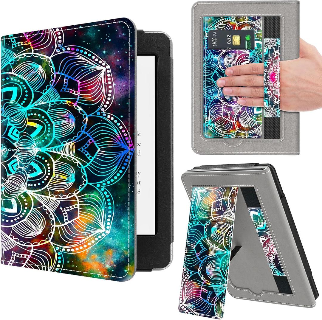 VORI Stand Case for 7"/6.8" Kindle Paperwhite (12th/11th Generation-2024/2021) and Kindle Colorsoft Signature Edition, PU Leather Case Smart Protective Cover with Auto-Wake/Sleep, Mandala Floral
