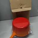 Enameled Cast Iron Sauce Pan, 2 Quarts Round Sauce Pot with Lid, Mini Dutch Oven Enamel Saucepan for Cooking Pasta Sauce, Marinate, Cook, Refrigerate and Serve, Flame Orange