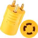 Kanayu Generator Transfer Switch Adapter Compatible with NEMA TT-30P Male to L14-30R Female, 30 Amp 3 Prong to 4 Prong Lock RV Generator Plug Adapter to House Inlet Box(Yellow)