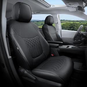 Customized for Toyota Sienna Seat Covers 2021-2026 Sienna 8 Seats 3 Row, Leather Car Seat Covers Waterproof Seat Covers Full Set for Cars, Car Seat Protectors, Airbag Compatible(Black)