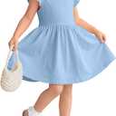 Toddlers Girls Ruffle Sleeve Dress 18M-5T | Kids A Line Swing Sundresses, Little girls Cute Outfits, Back to School Clothes, Summer Wear for Beach Vacation Park Playing