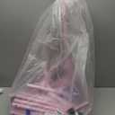 Laiensia Double Rods Garment Rack with Wheels, Clothing Rack for Hanging Clothes,4 Hooks, Multi-Functional Bedroom Clothes Rack, Pink