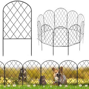 10 Pack No Dig Decorative Garden Fence, 17" H x 10.7ft, Rustproof Metal Animal Barrier Fence for Dogs & Rabbits, Arched Iron Border Edging for Flower Bed, Yard, Lawn & Patio