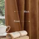 LAMIT 90 Inches Velvet Panels for Living Room, Golden Brown Thermal Blackout Curtains Room Darkening Back Tab and Rod Pocket Panels for Mid Century Decor Bedroom, 2 Panels, 52 x 90 Inch