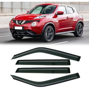 Rain Guards for 2011-2017 Nissan Juke, Out-Channel Window Visor Shields Vent Deflector Shade Wind Dark Smoke 2012 2013 2014 2015 2016 11 12 13 14 15 16 17, Outside-Mount, 4PCS