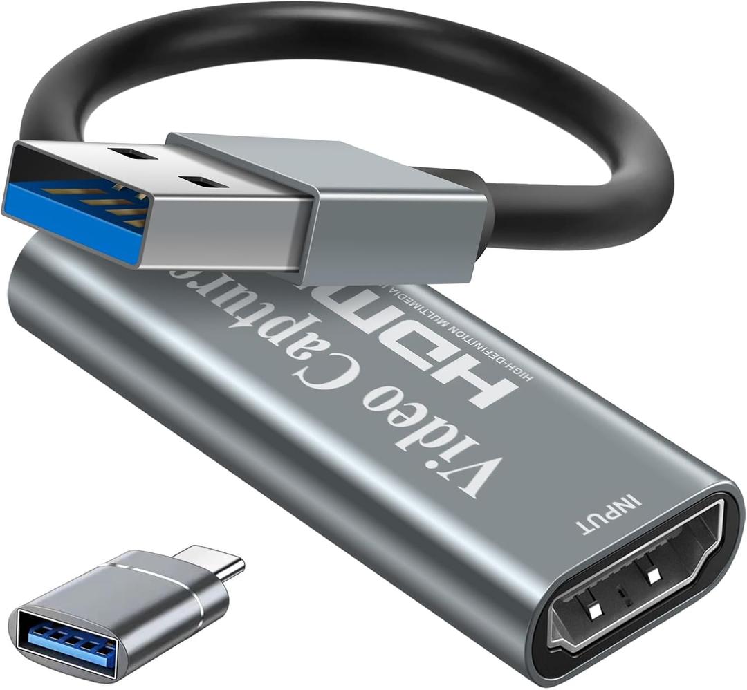 Papeaso Video Capture Cards, 4K HDMI to USB 3.0 Video Capture Device, 1080P HD 60fps Broadcast Live and Record Video Audio Grabber for Gaming, Streaming, Teaching, Video Conference (Silver)