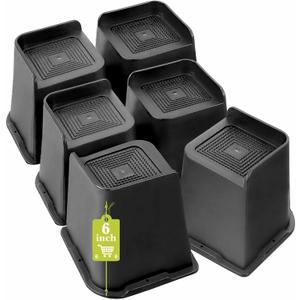 Yookwutar Bed Risers 2 inch, 3 inch, 4 inch, 6 inch, 8 inch Heavy Duty, Oversized Furniture Riser for Couch Sofa Table Chair Leg Frame Dorm, Support up to 6000 Lbs (Black 6 Pack, 6 inch)