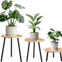 Frcctre 3 Pack Indoor Plant Stand, Wooden Mid Century Plant Stand Tall Plant Table Plant Holder Plant Riser for Flower Pots, Modern Home Decor Octagonal Shape Small Side End Table