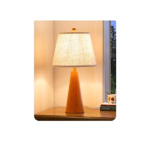 EDISHINE 21.85" Farmhouse Table Lamp, Rustic Bedside Lamp, Water Transfer Rose Wood Grain Metal Base, Beige Linen Shade, Modern Nightstand Light for Living Room, Bedroom, Office, E26 Base