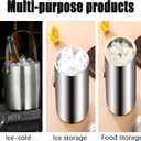 3L Double-Wall Insulated Ice Bucket with Lid, Ice shovel &Tongs and Strainer, Stainless Steel Ice Bath Tub with Silicone Sealed Lid for Wine, Ice Buckets for Parties, Wine Chiller, Light Sliver