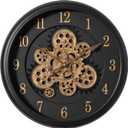 Clockswise 16'' Industrial Exposed Rotating Gear Wall Clock Steampunk Aesthetic with Vintage-Inspired Design Rustic Accents & Mechanical Charm Perfect for Living Room Bedroom Office or Entryway Dcor