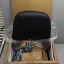 Yaheetech Mid Back PU Leather Armless Desk Office Chair, Modern Vanity Chair with Rolling Wheels, Metal Base Black