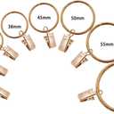 Curtain Ring with Clips,Iron Drapery Clips Hooks,TTZEZE Rustproof Curtain Clip Rings Hooks,30PCS Curtain Hooks for Curtain Rod Dia.45mm/1.77'' THK 4mm/0.16'', Rose Gold