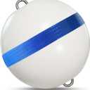 Boat Mooring Buoy Ball Mooring Buoy Float with Reflective Blue Stripe for Protection,Illuminated Buoy to Moor Boat Secure&Enhance Visibility 18 White