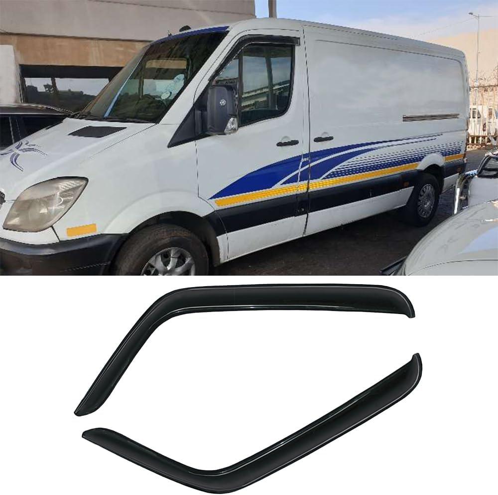 MB27 Side Window Visors Wind Vent Deflector,2pcs Outside Mount Tape-On Nice Sun Rain Guards Set for 2006-2018 Mercedes-Benz Sprinter