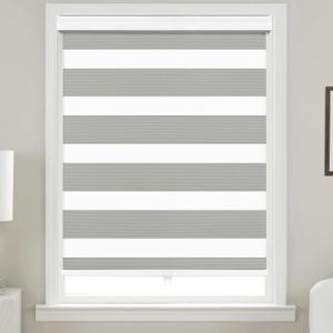 Allbright Cordless Free Stop Zebra Window Blinds 52" W64" H, Dual Layer Roller Shade Room Darkening Sheer Shades, Light Filtering Window Shades, Easy to Install White