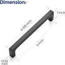 Ravinte 50 Pack 5 Inch Hole Centers Matte Black Cabinet Pulls Handles - Solid Drawer Pulls Kitchen Hardware - Flat Black Square Bar Drawer Handles