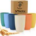 Mfacoy Wheat Straw Cups Set of 6, 12 oz Unbreakable Drinking, Reusable, Stackable Tumbler, Colourful Water Cup Set for Kitchen, BPA Free, Dishwasher & Microwave Safe, with 6 Colors Cups