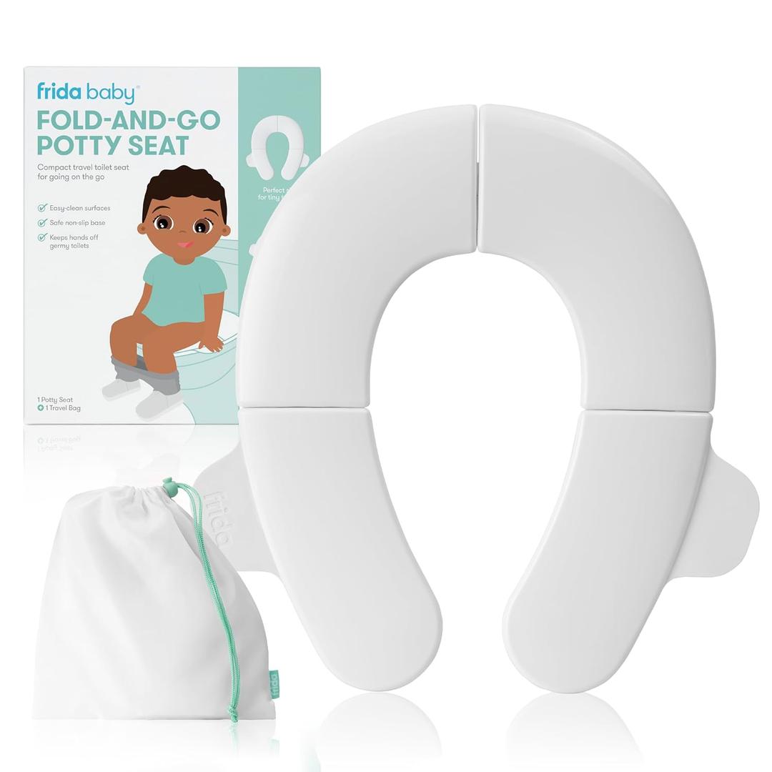 Frida Baby Fold-and-Go Portable Potty Seat for Toilet, Foldable Travel Potty Seat for Toddler, Fits Round & Oval Toilets, Non-Slip Base, Handles, Includes Free Travel Bag Frida Baby Fold-and-Go Portable Potty Seat for Toilet, Foldable Travel Potty Seat for Toddler, Fits Round & Oval Toilets, Non-Slip Base, Handles, Includes Free Travel Bag