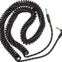 Fender Deluxe Series Coiled Instrument Cable, Guitar Cable, Guitar Accessories, Straight/Angle, Black Tweed, 30ft
