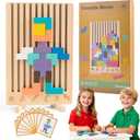 Wooden Stacking Puzzle Toy for Kids Ages 3-6, Educational Building Blocks Brain Teaser Game, Learning Toys for Family Activities & Home Decor(1 Set)