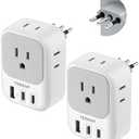 Italy Travel Plug Adapter 2 Pack, TESSAN Type L Adapter for Travel with 4 Outlets 3 USB (2 USB-C), Power Adaptor for US to Italy Chile Rome Uruguay Milan Libya