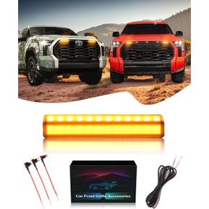 Front Grille LED Lights for Toyota Tundra 2025 2024-2019 Accessories Raptor Style Grill Trim Warning Lights (Amber Lights, 6)