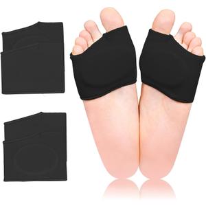 Metatarsal Pads Women & Men 2 Pairs with Gel - Ball of Foot Pain Relief for Metatarsalgia and Morton's Neuroma Support (Black)