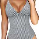 RXRXCOCO Women Tummy Control One Piece Swimsuits Slimming Shapewear Crisscross Back Bathing Suit (L)