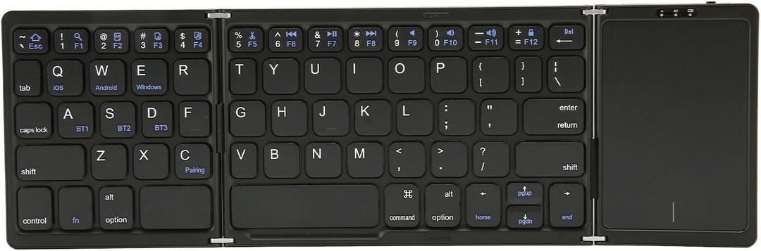 SUNGOOYUE Portable Keyboard with Touchpad 3 Folded Design Magnetic Closure for Outdoor Use (Black)
