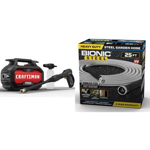 CRAFTSMAN 1700-PSI Electric Pressure Washer Bundle with Bionic Steel 25 FT Garden Hose with Nozzle