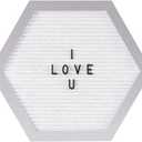 Melannco Felt Letter Board, Hexagonal, with Letters & Numbers, for Announcements, White & Silver