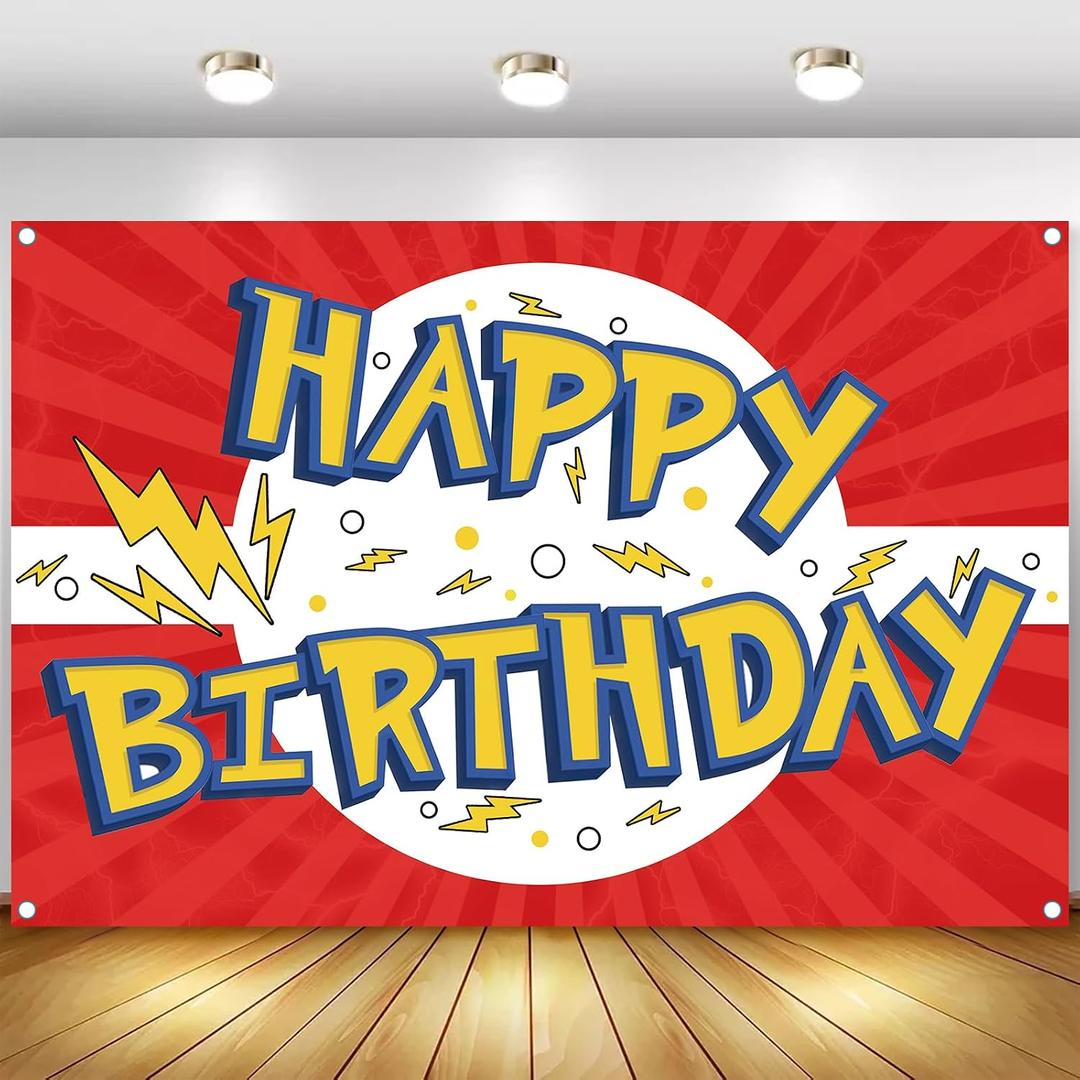 Red White Yellow Cartoon Birthday Party Backdrop-6x4ft Photography Party Banner for Baby Shower Boy Girl Birthday Party Home Decor