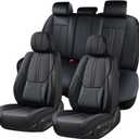 BWTJF Black Car Seat Covers Full Set, Universal Front and Rear Seat Covers for Cars, Waterproof Leather Auto Seat Protectors Airbag Compatible, Car Seat Cushions Fit for Most Sedans SUV Pick-up Truck